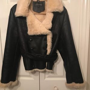 stylish!  black suede/fur motorcycle jacket